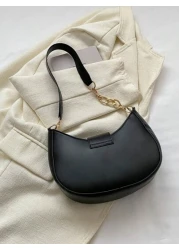 Lightweight Business Casual Small Zipper Hobo Bag Fashionable Black Metal Decor For Teen Girls Women College Students Rookies White Collar Workers Perfect For Office College Work Business Commute Outd