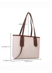 حقيبة كتف عصرية وعتيقة بنقشة شبكية مع خطوط مخيطة ومطوية بالضغط للنساء، حقيبة تسوق للترفيه