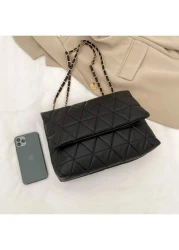 حقيبة كتف جديدة بطراز كوري عصري ذات نمط معين، حقيبة تسوق بسلسلة من البولي يوريثان بسعة كبيرة للنساء