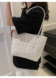 1 Pc Commuter Bag Straw Bag Shoulder Bag Beach Bag Portable Zipper Closure Design Suitable For Wedding Parties Holidays Holiday Activities Entertainment Afternoon Tea Seaside Vacation Dates And Other