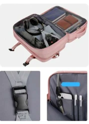 1pc Travel Backpack For Men Women 40L Flight Approved Carry On Backpack Large Expandable Luggage Backpack Bussiness Travel Backpack With USB Charging Port And Anti Theft Pocket 17 Inch Water Resistant