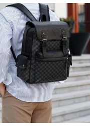 Hot Selling Men s Backpack Laptop Bag Fashion Casual Plaid Schoolbag Large Capacity Business Travel Rucksack