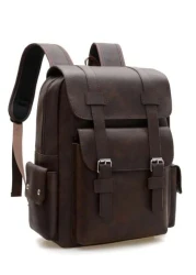 14 7inch Laptop Backpack Large Capacity Rucksack For School Teenagers Boys Men PU Leather Backpacks Male Schoolbag With Zippers High Quality