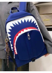 New Spring Summer Fashion Luminous Shark Graphic Backpack Large Capacity Student Bag Personality Casual Bag With USB Charging Port Fits Laptop Books Documents Clothes Suitable For School Business Trip