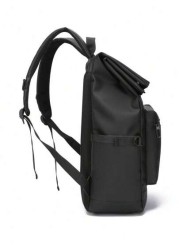 New Black Waterproof Flap Cover Backpack For Men Business Travel Commute Office Laptop Bag Leisure Outdoor Fitness Bookbag Middle School Student Gift Bag