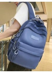  High Capacity Backpack For Teens Casual Nylon School Bag With Adjustable Strap Zipper Closure Polyester Lining Sewing Thread Detail Wet Wipe Clean 33 46inch Shoulder Strap Ideal For Outings