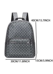 15 Inch Men Geometric Pattern Casual School Backpack Laptop Computer Bag Bookbag Shoulder Bag College School Graduate University Students For Business Outdoor Travel Camping Sport Leather Bag For Book