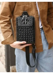 European American Fashion Crocodile Pattern Waist Bag New Men Crocodile Texture Personalized Crossbody Chest Bag Shoulder Bag