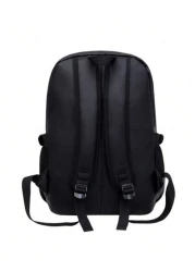 Color Block PU Leather Backpack Casual Travel Bag Student Schoolbag 15 6 Inch Laptop Backpack Black School Backpack Students Book Bag Cartoon Print Camouflage Fashion Leisure Print Backpack Black Bag