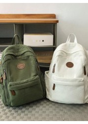Small Corduroy Backpack For College Students Lightweight Casual Bookbag For High School Girls Boys Fits 14 Inch Laptop Travel Rucksack