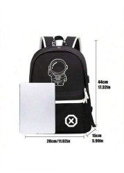 Lightweight Versatile Neon Glow In The Dark Backpack Shoulder Bag Made Of Waterproof Material Large Capacity Adjustable Strap Casual Suitable For School Campus Men All Printed Straps Are Random Anime