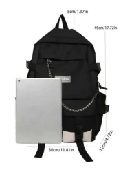 Casual And Fashionable Double Pocket Buckle Chain Decoration Men s Casual Backpack