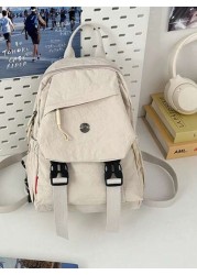 Solid Color Nylon Mini Backpack Unisex Multipurpose Handheld Shoulder Bag Suitable For College Students Zipper Closure Daily Wear