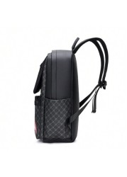 17 Inch Medium Laptop Backpack Geometric Pattern Buckle Design Pu Camping Bag Schoolbag College School Casual Backpack Laptop Backpack Commute Lightweight Flap Backpack S Leather Bag Student Travel Mu