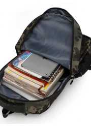 Camouflage Tactical Backpack Men Purse Can Hold 15 6 Inch Computer Bag Lightweight School Bag Large Capacity Travel Bag Commuter Convenient Day Bag Multifunctional Book Bag For Students Junior High Sc