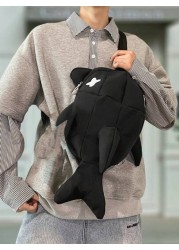 peach tree Unisex Shark Backpack Versatile Casual Shoulder Bag For Couple Suitable For High School College Students Traveling Sports Backpack For Dorm School Supplies Multi Pocket Messenger Bag Autumn