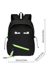 Cute Monster Pattern School Backpack Nylon Waterproof Teenagers Backpack Black Black Backpack Casual Daypack Gifts Valentine Gift Rucksack Summer College Bag Dad School Bag Holiday Computer Shark Elem