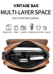 1 حقيبة كتف/عبر الجسم/خصر/يدوية محمولة للرجال، من مادة PU مقاومة للماء، متعددة الجيوب سعة كبيرة، حزام كتف قابل ل