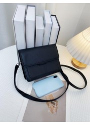 1pc Magnetic Closure Square PU Leather Mini Crossbody Bag Fashion Versatile Casual Design Suitable For Men Adjustable Strap Daily Use Travel Hip Bag Purse Christmas Holiday Thanksgiving Gifts Tote Bag