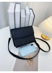 1 حقيبة كتف مربعة جلد PU صغيرة محكمة بإغلاق مغناطيسي، تصميم كاجوال مرن وأنيق مناسب للرجال، مع حزام قابل للتعديل