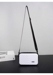Compact Suitcase Messenger Bag Hard Shell Shoulder Bag Crossbody Bag Lightweight For Back To School College Travel Water Resistant PVC Material Minimalist Casual Style Gifts For Boyfriend Sling Bag Fa