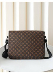 Flip Top Shoulder Bag European American Fashion Crossbody Bag Horizontal Large Capacity Business Casual Laptop Messenger Bag Floral Backpack