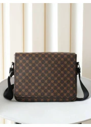 Flip Top Shoulder Bag European American Fashion Crossbody Bag Horizontal Large Capacity Business Casual Laptop Messenger Bag Floral Backpack