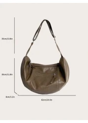 Fashionable Solid Color Shoulder Bag Personalized Casual Crossbody Bag Large Capacity Soft PU Dumpling Bag Korean Style Backpack School Bag Commute Gifts Scream Men Bag Winter Laptop Thanksgiving Trav