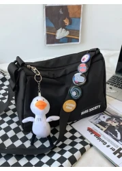 Men s Casual Versatile Water Proof Nylon Material Cartoon Pendant With Shoulder Diagonal Shoulder Bag And Complimentary Badge Crossbody Bag Sling Bag For Holiday Summer Multi Functional School Bag Stu