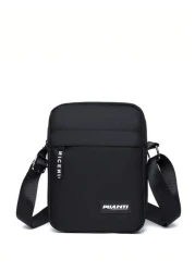 Portable Mini Letter Patchwork Crossbody Shoulder Bag For Phone Suitable For Work Shopping Sports And Travel Sling Vacation School Summer Carry On Polyester Black Personalized Gifts Dad Husband Boyfri