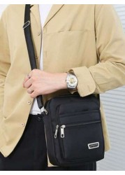 1PC Compact Crossbody Bag Nylon With Multi Zip Compartments Adjustable Strap For Comfortable Wear Freshman For Books Multi Functional Dorm University School Bag Students Commute Stylish Portable Sling