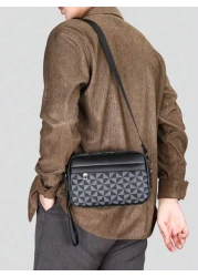 حقيبة كتف رجالية للعمل، حقيبة جلدية عالية الجودة للحمل عبر الجسم، حقيبة يد صغيرة مربعة أنيقة متعددة الطبقات،