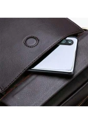 حقيبة رسول من الجلد اللامع للرجال، مناسبة للأعمال والسفر، حقيبة كروسبودي من الجلد الصناعي الأسود موضة الرجال