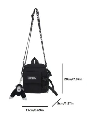 High School Students University Freshman Multifunctional Sling Bag Shoulder Bag Casual Bag Mini Men Letter Graphic Square Bag With Bag Charm Handbag For Travel College Sports Commute Dorm Practical St