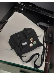 Preppy Style Nylon Crossbody Bag Large Capacity Messenger Bag For Outdoor Activities School Work Travel Daily Use Sling Shoulder Side Vacation School Summer Carry On Black Personalized Gifts Dad Husba