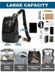 حقيبة صدر رجالية موضة، حقيبة كروس بدي رجالية مضادة للسرقة، حقيبة ظهر قابلة للضبط بحزام كتف مقاوم للماء وخفيفة