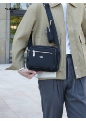 saroxi 1pc Men s Shoulder Bag Side Pocket Messenger Bag Crossbody Bag Square Bag Multi Function Scratch Resistant And Durable PU Leather Casual Style Black And Brown Gift For Men Boyfriend Teacher