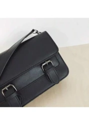 حقيبة رسول عادية للجنسين، حقيبة كتف بطراز بريطاني عصري، حقيبة يد صغيرة مربعة ذات لون واحد وإغلاق بغطاء، متعدد