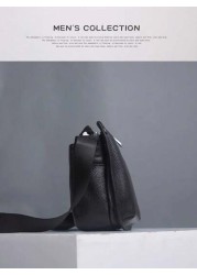Men s Genuine Leather Shoulder Bag Horizontal Korean Style Business Casual Top Grain Leather Messenger Crossbody Bag