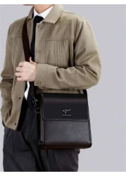 Fashion Shoulder Crossbody Bag PU Leather Large Capacity Business Leisure Travel Shoulder Bag Suitable For Work Commuting Bag Business Men s Shoulder Bag Vertical Square Business Travel Briefcase Larg