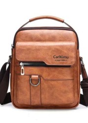 Men s Handbag Men s Shoulder Bag Retro PU Leather Vertical Hand Business Casual Bag Schoolbag