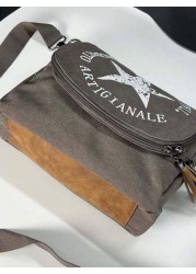 Pentagram Crossbody Bag Tassel Zipper Design Retro Classic Men Shoulder Bag Suitable For Hiking Commuting Travel School Sling Bag