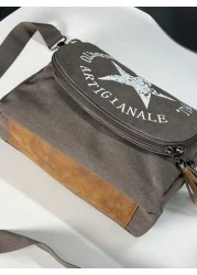 حقيبة كتف خماسية الأضلاع، تصميم سحاب به شراريب، حقيبة كلاسيكية رجالية للقيادة أو السفر أو المدرسة