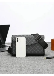 حقيبة كتف مربعة كلاسيكية للرجال، حقيبة جلدية مستعارة عبر الجسم، حقيبة رسول صغيرة مناسبة للطلاب والآباء كهدية