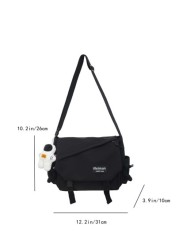 Men Patch Detail Waterproof Messenger Bag With Bag Charm Handbag Schoolbag Sling Bag Sport Bag For High School University Student For Travel College School College Bag Summer Dad Freshman For Books Mu