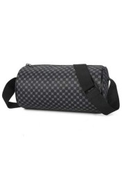 Fashionable PU Checkerboard Print Bucket Bag Unisex Portable Shoulder Messenger Bag Suitable For Work Shopping Travel Father s Day Gift Party Etc