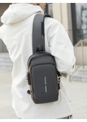 New Motorcycle Bag With Password Lock Anti Theft Crossbody Bag Men Sports Outdoor USB Interface Chest Bag Sling Bag