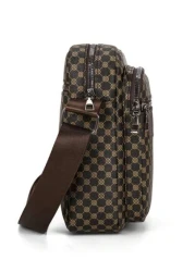 حقيبة كتف جلدية بطبعات للرجال، حقيبة محفظة صغيرة للأعمال مع سحاب مضاد للسرقة لهدايا عيد الميلاد، حقيبة كروس ب