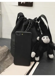 Letter Pocket Drawstring Design Fashionable All Match Mini Shoulder Crossbody Bag With Accessory Ornament Funny Gifts Travel Holiday Gifts For Men Vacation Men Gifts Laptop Winter Large Capacity Multi