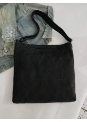 1pc Men s Shoulder Bag Crossbody Bag Solid Color Black Shoulder Bag Letter Zipper Canvas Casual Fashionable Versatile Simple Suitable For Students Work Commuting Shopping Portable Men s Crossbody Bag